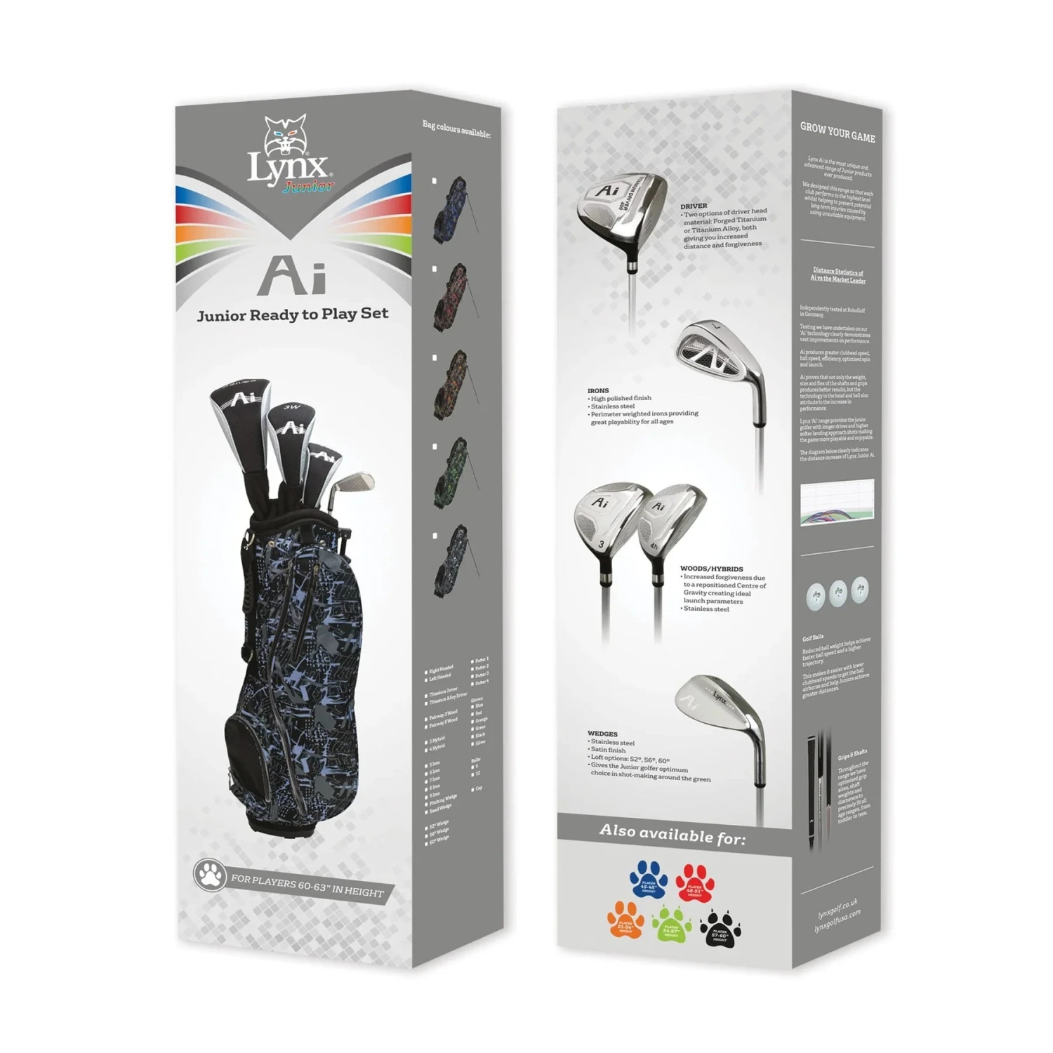 Lynx Junior Golf Package Set | Silver 60"-63" 1 Lynx Junior Golf Package Set | Silver 60"-63"